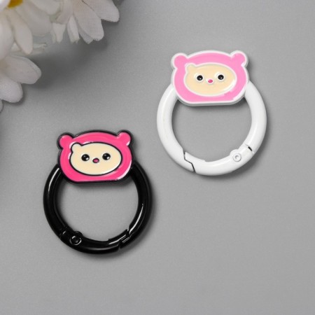 Carabiner Metal "Bear in a hat" set 2 pcs 3.3x3 cm
