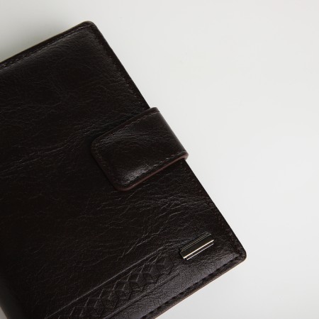 Male purse on magnet 3 in 1, department for auto documents, passports, brown color-3