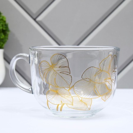 Glass mug "Leaves", 400 ml-1