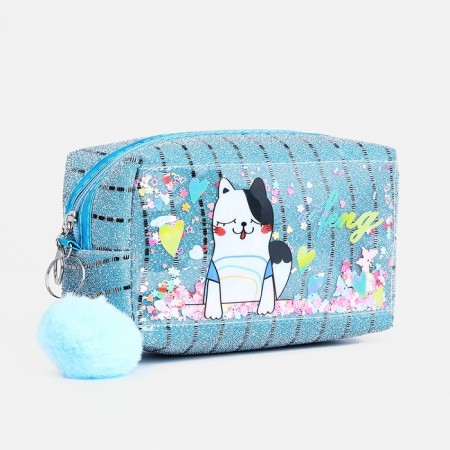 Cosmetic bag with lightning, blue color