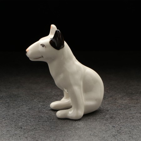Porcelain figurine "Bul terrier", white, 6 cm-1