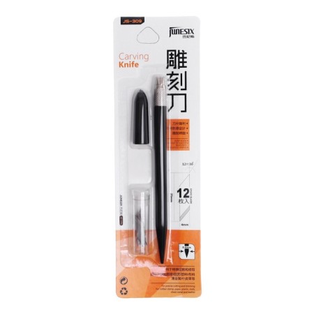Chancellery knife, blade 4 mm, (scalpel shape) Plastic/metal housing, 12 interchangeable blades, Mix case-14