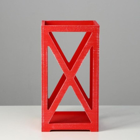 Kashpo wooden 14 × 14 × 26 cm "Lantern High-tech Provence", red-2