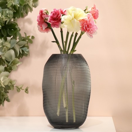 Crocus flower vase made of transparent black glass 25 x 16 x 16 cm-3