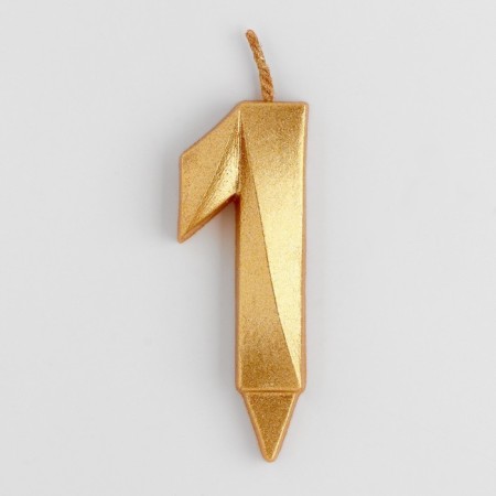 Candle in the Cake "Fine", number "1", gold metallic, 6.5 cm-2