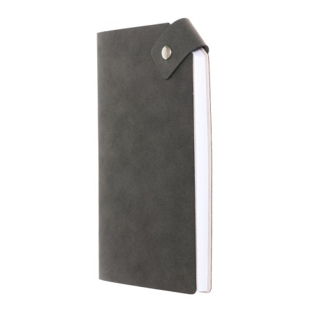 The diary is low, 120 x 200 mm 128 sheets, leatherette, gray block 70 g/m2, lies, refuge with a colored button, dark gray-1