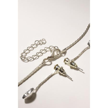 Set 2 objects: earrings, necklace "sophistication" a winter flower, white in silver, 40cm-2