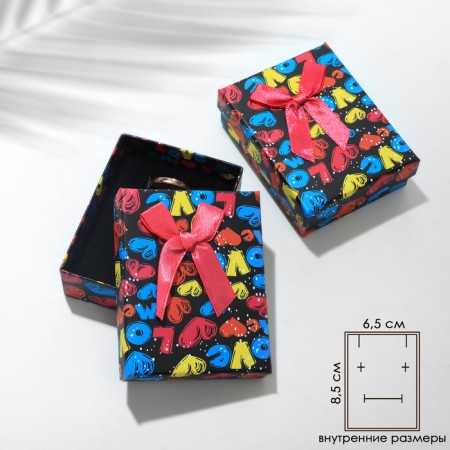 Gift box for earrings/peg/ring "Mix hearts", 7 × 9, color