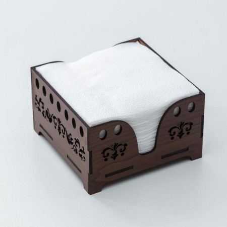 Salphetens Dolyana "Oresh", 12.5 × 12.5 cm, with napkins, wooden, brown color-2
