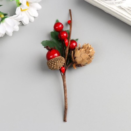 Decor for creativity "A twig with a bump, 3 berries and struggle" 8.5 cm-1