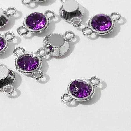 Connector "Circle" 2.4 × 1.5 × 0.7 cm, (set 10 pcs.), Violet color in silver