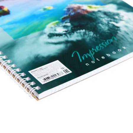 A4 notebook, 80 sheets in a cage on the crest Impressions, cover coated cardboard, selective varnish, hard substrate, mix-2