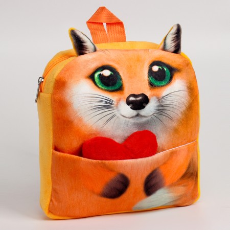 Baby backpack for a girl "Fox" with a heart-2
