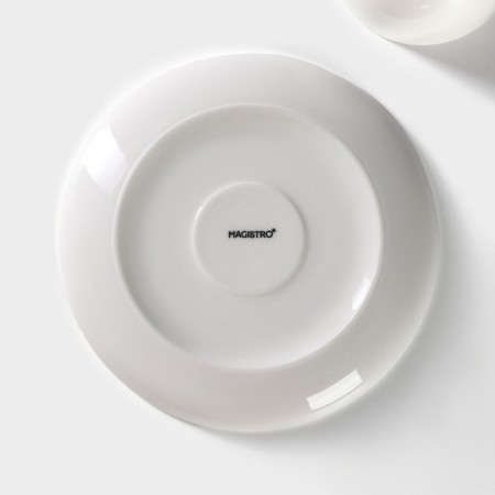 Set of Porcelain Magistro Mien, 4 objects: 2 cups 200 ml, 2 saucers d = 16 cm, white color-6