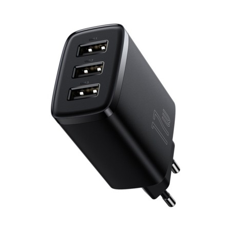 Network charger Baseus, 3USB, 3 A, 17W, black-4