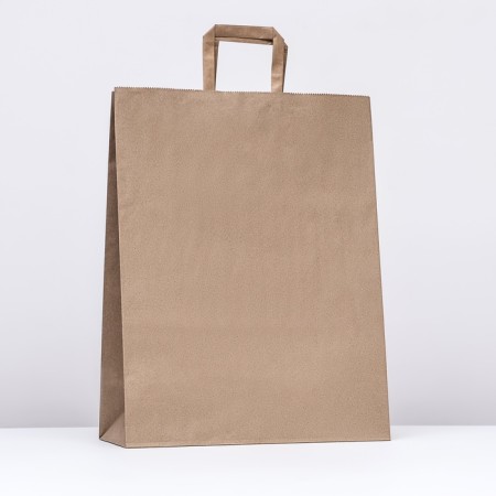 Paper Kraft package, flat handle 35 x 15 x 45 cm, 90 g/m²