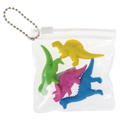 A set of curly eraser 4 pieces "dinosaurs" in a package on a zip-carrier (barcode on a piece) mix-1