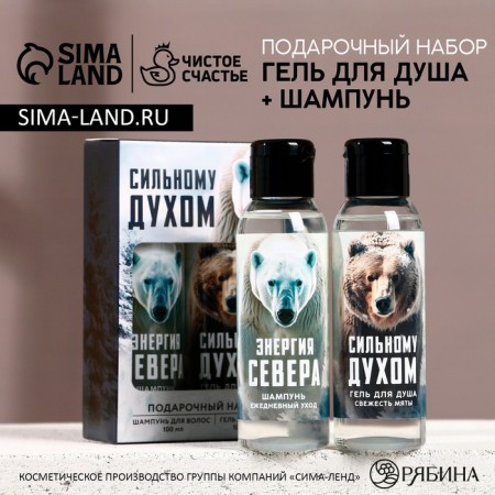Gift set "strong spirit", shower gel and hair shampoo, 2x100