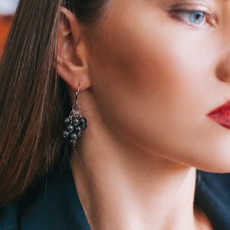 Earrings postponement Shar No. 6 “Gematite” clusters-1