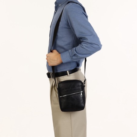 Male bag with lightning, black color-5
