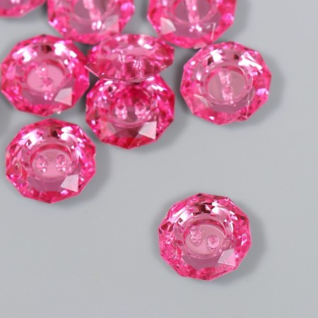 Buttons plastic for creativity 2 punctures "Kant Rhin" set 12 pcs pink d = 1.7 cm