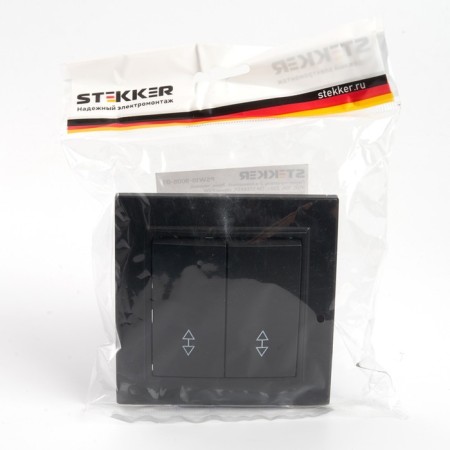 Switch (switch) electric 2-clavy, stekker series Erna, PSW10-9008-03, black 1022451-6