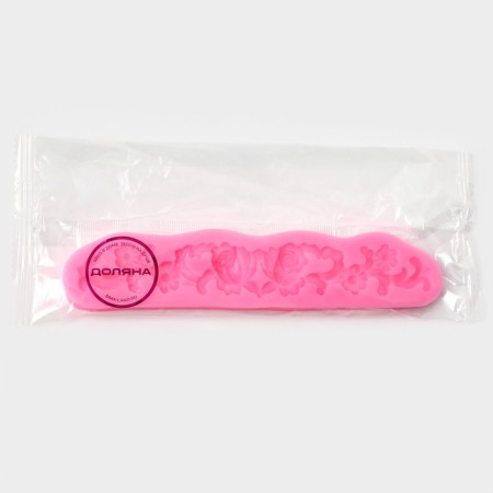 Mold Dolyana "Flower composition", silicone, 16.7 × 3.5 × 1 cm, pink color-4