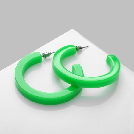 Acryl Earrings "Ring", green color, d = 4.5 cm-1