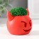Concrete Kashpo "devil" 6.5x6x5.5 cm red with moss (moss green. Stabiliz)