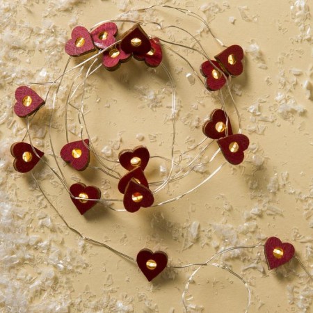 Garland “thread” 2 m dews with nozzles “heart”, IP20, silver thread, 20 LED, warm white glow, AAX2-2