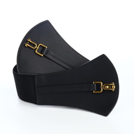 Women's belt, width 12 cm, black color-3