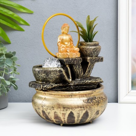 Desktop fountain "Buddha with flower" 16x16x22 cm-1