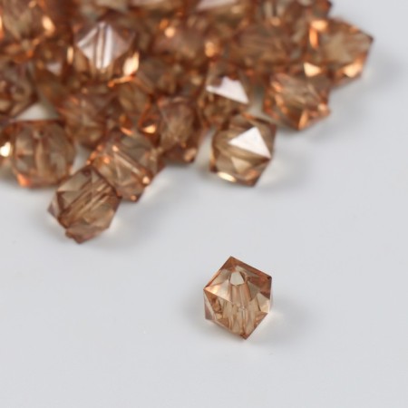 Plastic beads "Crystal polyhedron. Pale brown" transparent set of 20 g 1x1x1 cm