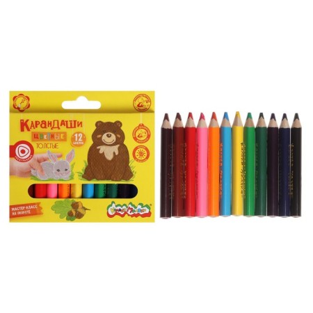 Pencils of 12 flowers "Kalyak-Malyak", three-sided, thick