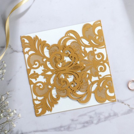 Wedding invitation "Carved" (gold color), 16 x 16 cm-2