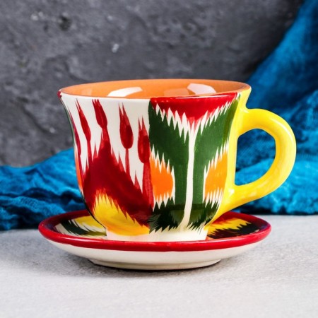 Tea couple Rishtan ceramics "Atlas", 220 ml, multi -colored