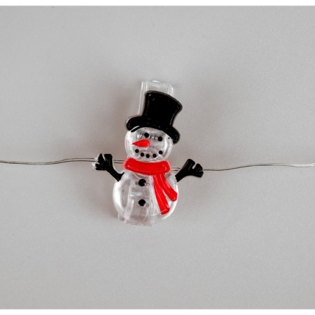 Garland “thread” 2 m Rosa with nozzles “clothespins-snowman”, IP20, silver thread, 20 LED, glow warm white, AAX2-4