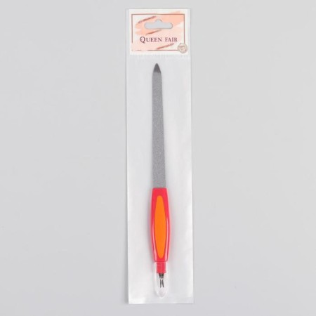 Metal peel-trimmer for nails, rubberized handle, with a protective cap, 19 cm, color mix-6