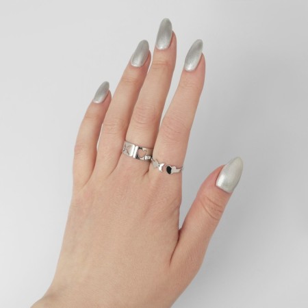 A set of rings 2 pieces of “non -membranous” tenderness, color silver, dimensionless-3