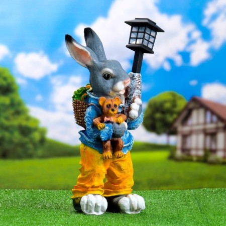 Garden Light "Hare with a flashlight and toy" 27x24x52cm-1