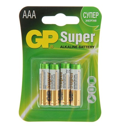 Battery Alkalin GP Super, AAA, LR03-4BL, 1.5V, blister, 4 pcs.