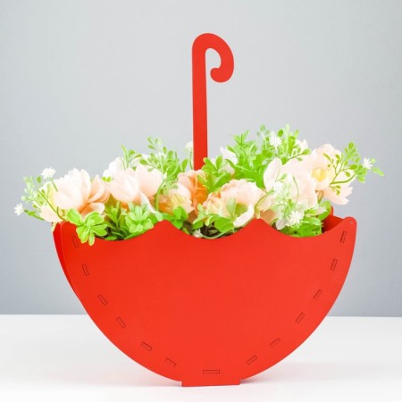 Kashpo wooden "umbrella" 15x26.6x8.7 cm red