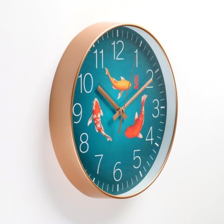 Wall clock, series: interior, "fish", smooth move, d-30 cm, aa-1