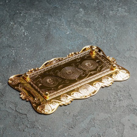 Serving tray on the legs "Ornament", 25 × 15 cm, gold color-2