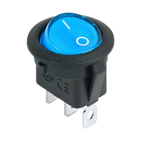 Round key 12V 20A (3C) On-off Blue with backlight (RWB-214) Rexant