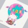 Tattoo on the body color "Cat in a balloon" 6x6 cm