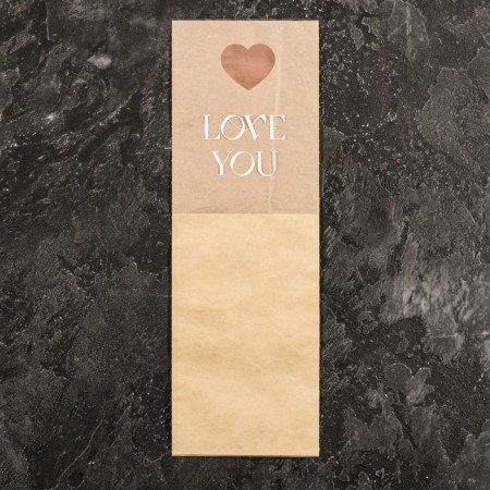 Package-cone for flowers, "love", craft, 14x40 cm-2