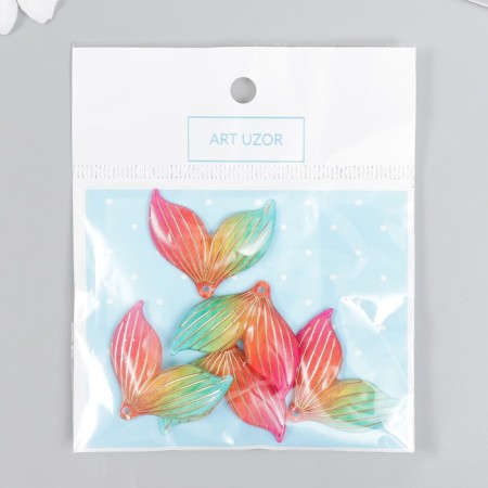 Decor for creativity plastic "Tail of a mermaid with golden lines" Rainbow 3x2.4 cm-3