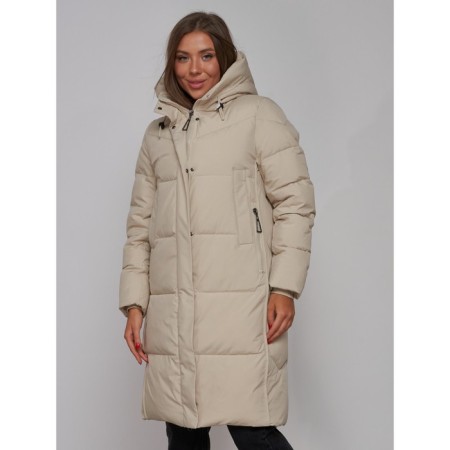 Coat insulated winter female, size 48, beige color-8