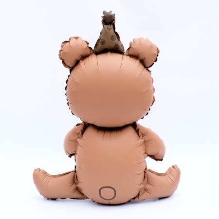 Foil ball 23 "Bear with a cake", matte, chocolate color-3